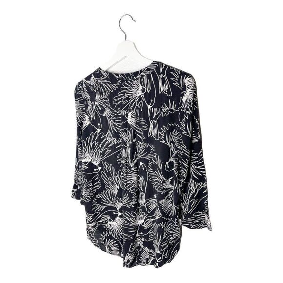 ANTHROPOLOGIE MAEVE Bird Print Black & White Button Up Blouse  - Picture 8 of 8